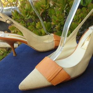Rupert Sanderson Slingback Kitten Pumps 38 8 7 1/2